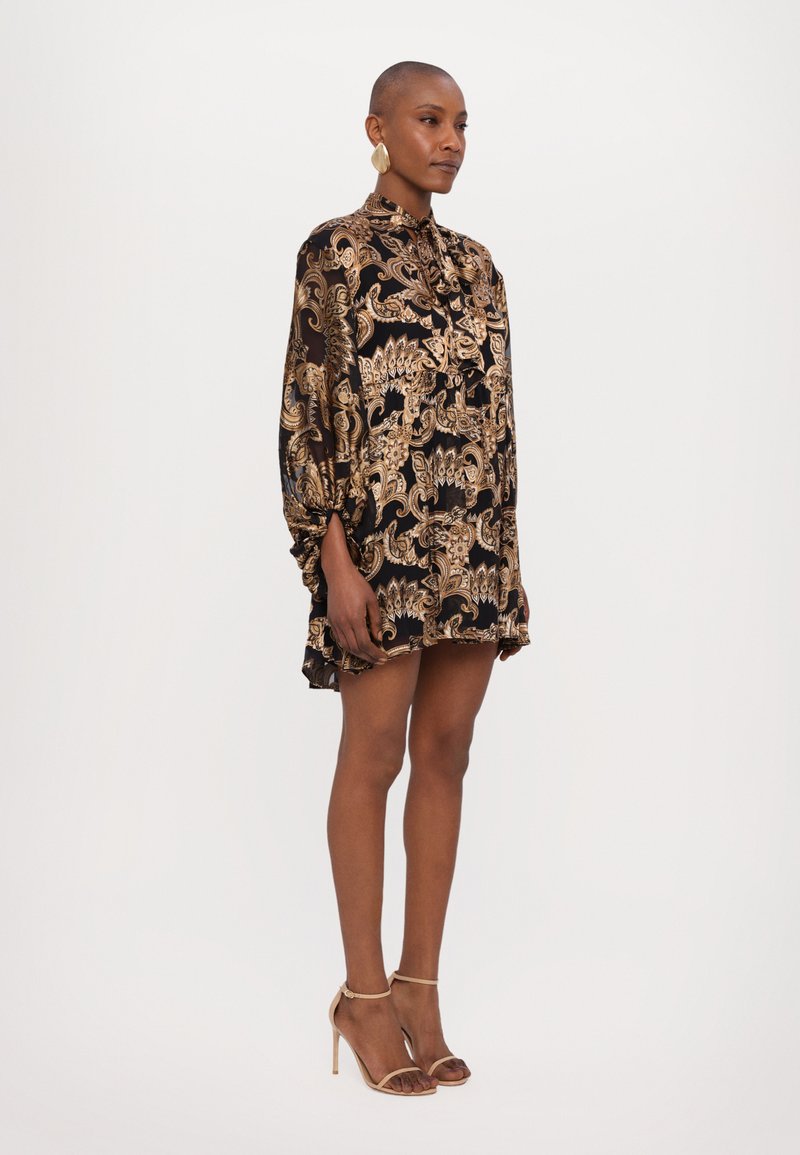 Alice + Olivia OPAL TIE NECK POET TUNIC DRESS - Day dress - black/multi-coloured  - Zalando.ie