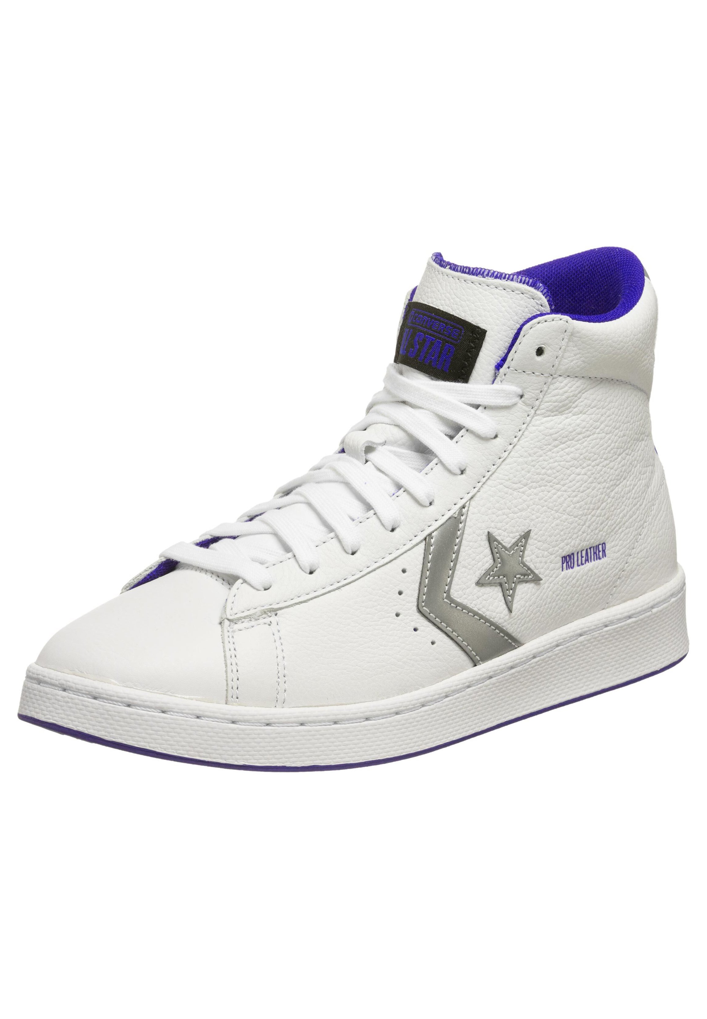 converse silver leather trainers