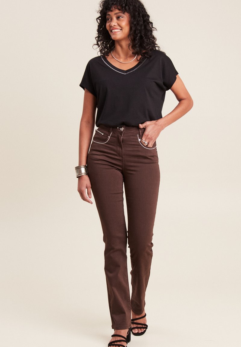 Pantalon Corsaire Mexx Femme Taille 38 – Marron Stretch, Neuf Avec étiquettes