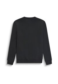 Sudadera negra con un cuello redondo, puños y dobladillo acanalados. Fabricada con un tejido suave y de textura lisa. Diseño limpio y minimalista.