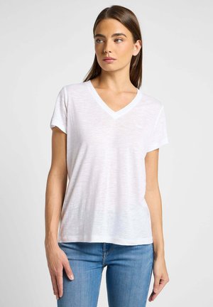 V NECK TEE - T-Shirt basic - weiss