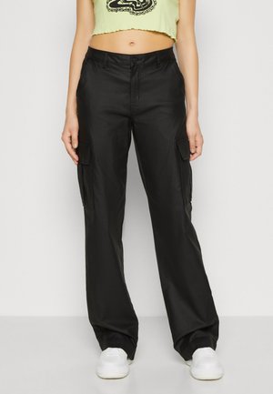 NMYOLANDA COATED - Cargo trousers - black