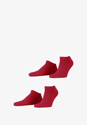 Rote Knöchelsocken aus weichem Material mit glatter Textur, einfaches Design und elastischem Bündchen für einen sicheren Sitz.
