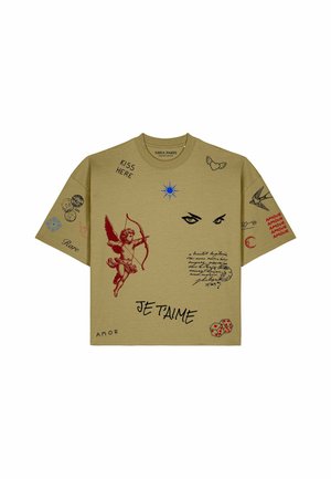 Mira Paris, FLASH TATTOO BOXY TEE  UNISEX - T-shirt con stampa - faded olive