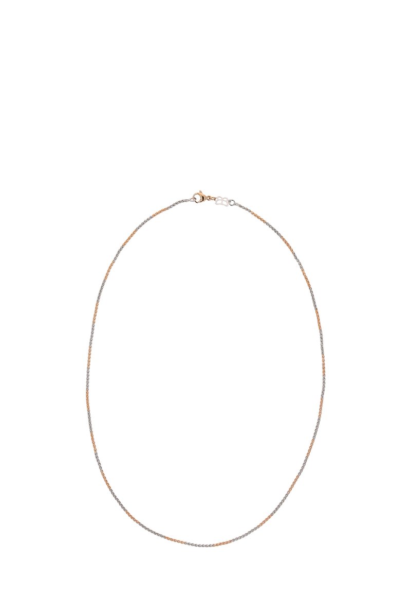 Rose gold og sølv snoet kæde halskæde. Har en kæde med lobster lukning og en glat tekstur, med skiftende metalliske farver hele vejen igennem.