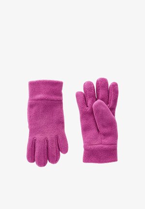 Fleece handschoenen in levendig roze, met een klassiek vijfvingerontwerp en een ribbelboord voor extra warmte en comfort.