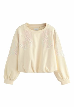 REGULAR FIT - LONG SLEEVE SEQUIN BUBBLE HEM - Mikina - cream