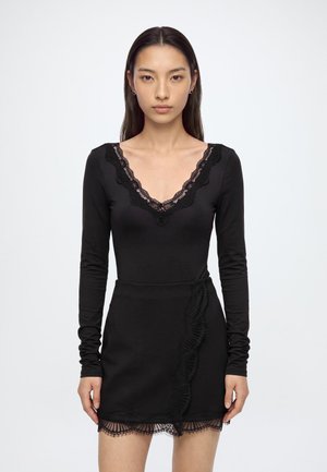 ONLY, ONLFERN L/S V-NECK BODYSTOCKING JRS - Блуза с дълги ръкави - black