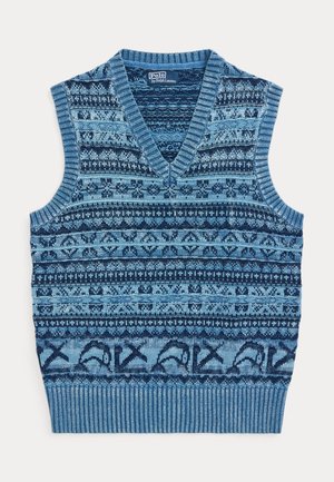 Polo Ralph Lauren FAIR ISLE INDIGO COTTON JUMPER WAISTCOAT - Strickpullover - mixed indigo