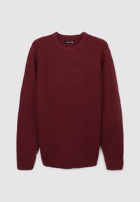 Maglione a maglia bordeaux con scollo rotondo, maniche lunghe e polsini e fondo a coste. Realizzato in materiale a maglia testurizzato. Taglia XL.