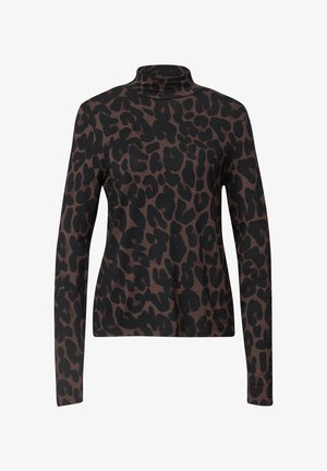Street One Studio, LONG-SLEEVE TURTLE NECK SHIRT WITH CHECKERED PATTERN - T-shirt à manches longues - charred brown