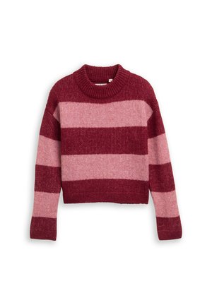 TOM TAILOR PULLOVER & STRICKJACKEN CROPPED STRICKPULLOVER MIT COLOUR BLOCKING - Trui - burgundy pink block stripe
