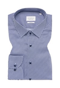 Slim fit patroondshirt met een marineblauwe en witte geometrische print, met een button-down kraag en bijpassende knopen. Gemaakt van katoen.