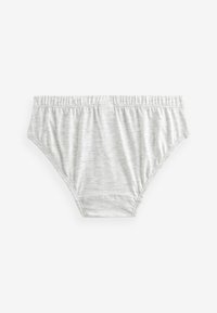 Slip di cotone grigi chiari con vita elastica e texture liscia. Design semplice, senza motivi o accenti visibili.