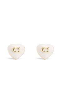 COACH SIGNATURE ENAMEL HEART STUD  - Pendientes - white