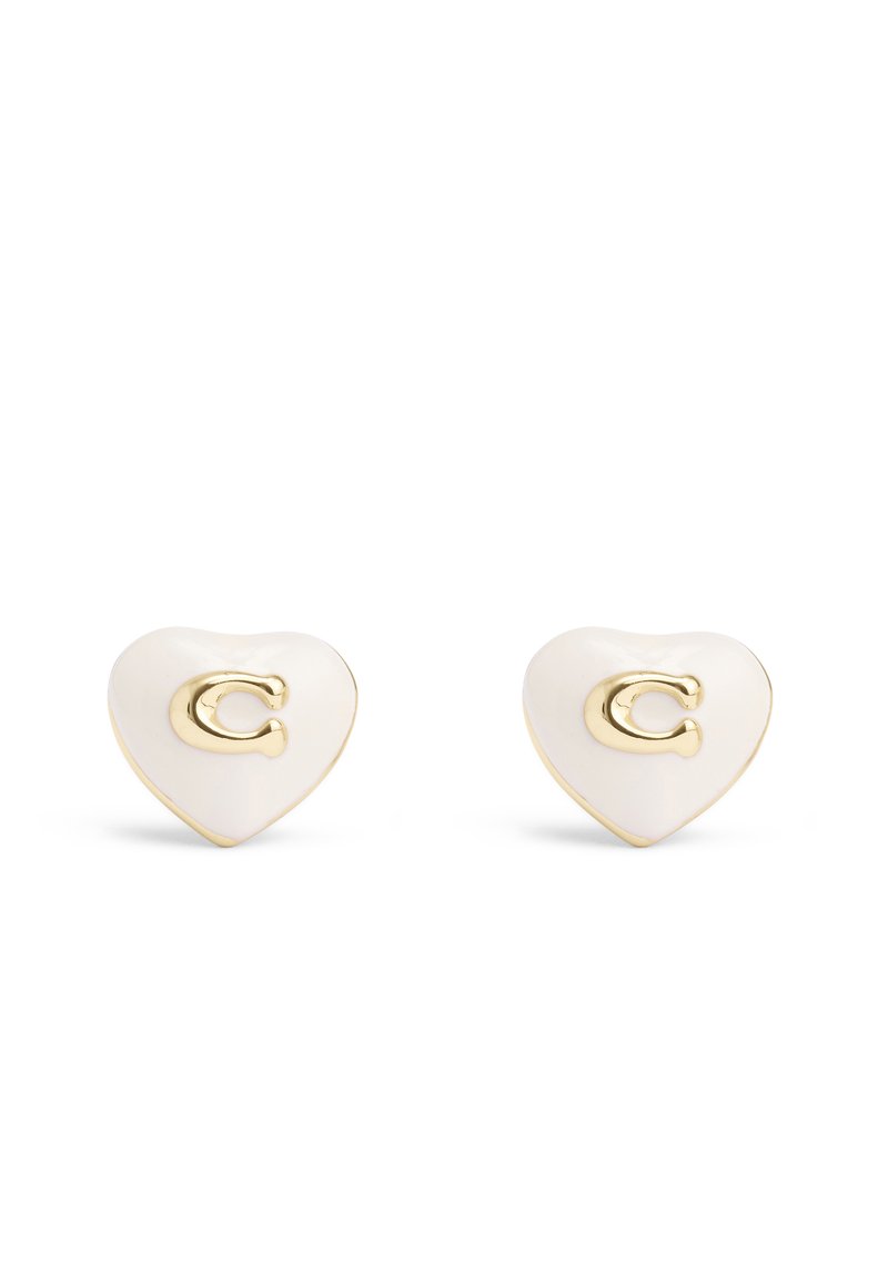 COACH SIGNATURE ENAMEL HEART STUD  - Pendientes - white