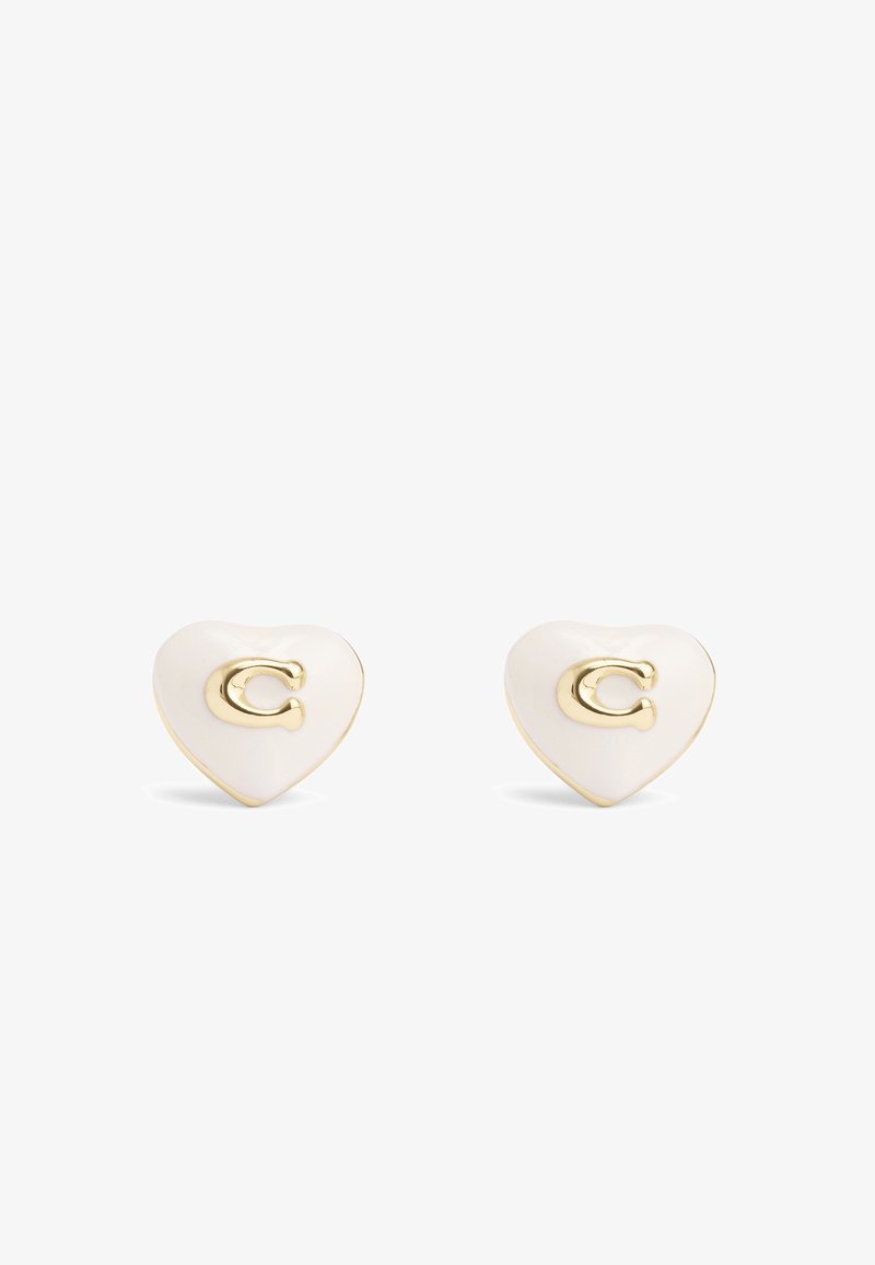 COACH SIGNATURE ENAMEL HEART STUD  - Pendientes - white