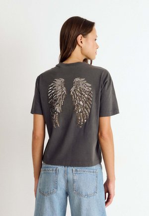 Brownie, CAMISETA ALAS LENTEJUELAS - T-shirt con stampa - antracita