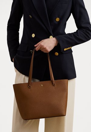 CROSSHATCH LEATHER MEDIUM KARLY TOTE - Handbag - tan