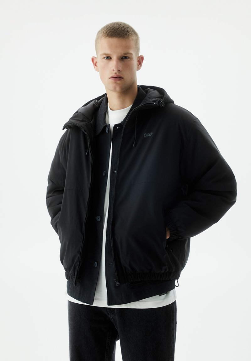 PULL&BEAR QUILTED HOODED Outdoor jacket black Zalando