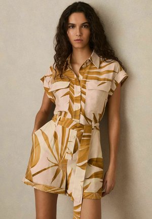 Reiss REGULAR FIT - HARRI PALM PRINT BELTED  - Haalari - neutral