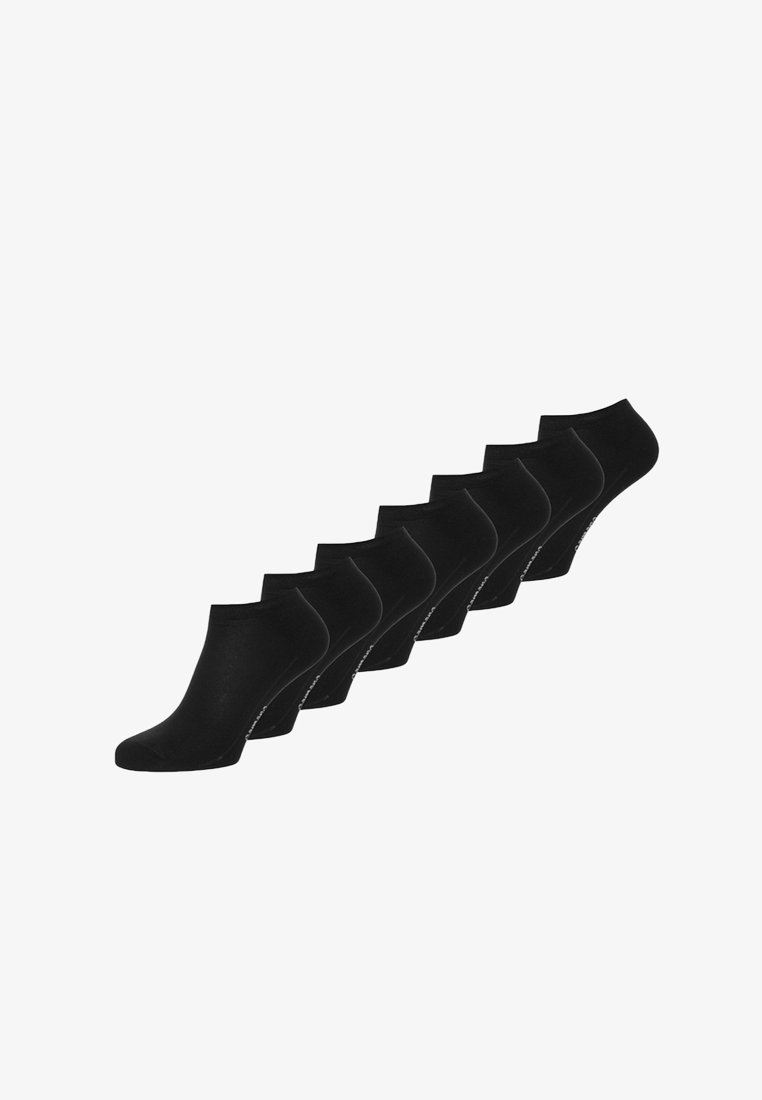 Black ankle socks in a set of seven. Made of soft fabric with a smooth texture and elasticized cuff, designed for comfort and fit.
