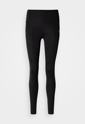 Μαύρο αθλητικό κολάν με ψηλή μέση, που διαθέτει πλαϊνές τσέπες και λεπτομέρειες σε πάνελ, κατασκευασμένο από ελαστικό ύφασμα που απομακρύνει την υγρασία.