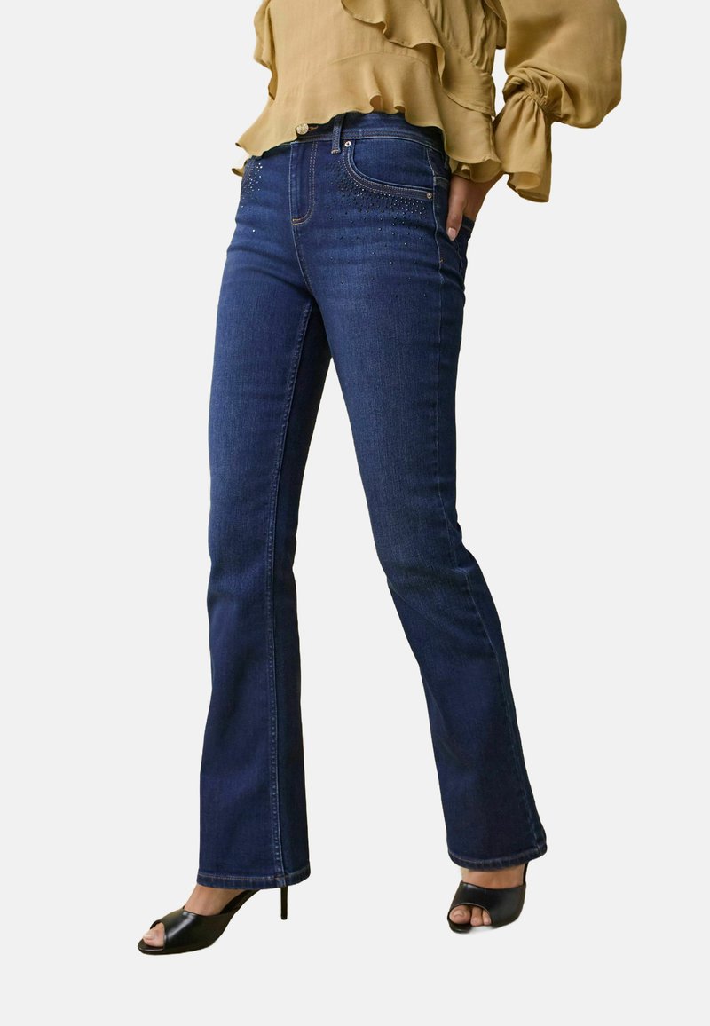 Next SUPER SOFT STANDARD - Bootcut jeans - blue embellished