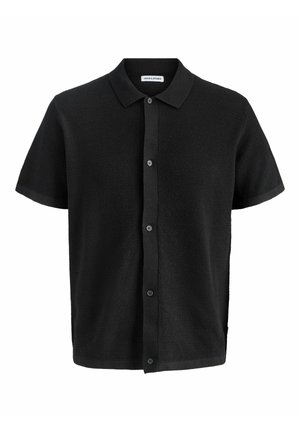 Must tekstuuriga lühikeste varrukatega kampsun nööpidega eest ja klassikalise kraega, sildiga Jack & Jones.