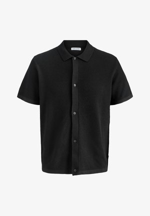 Must tekstuuriga lühikeste varrukatega kampsun nööpidega eest ja klassikalise kraega, sildiga Jack & Jones.