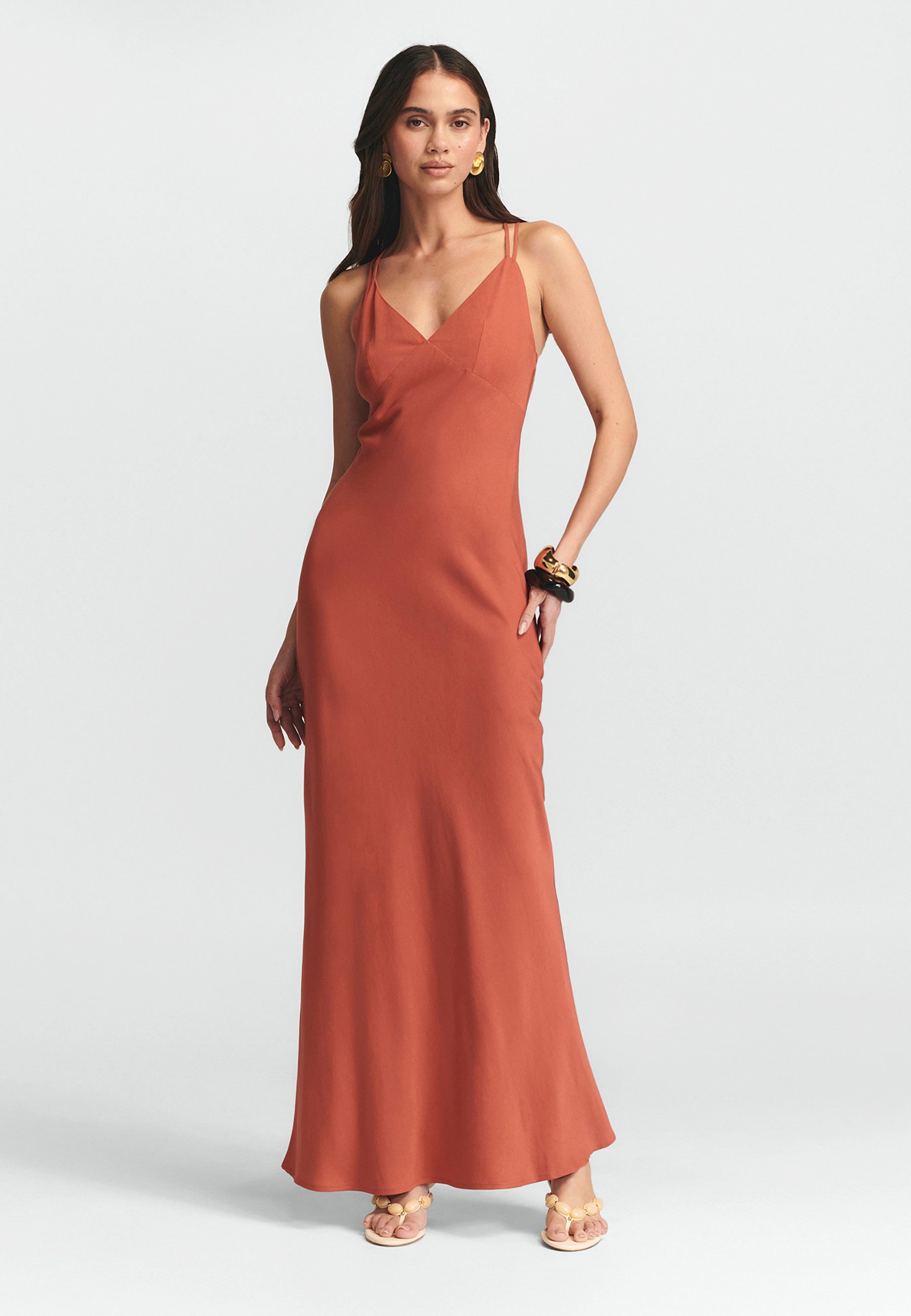 ST MRLO ISADORA Vestito lungo indian red/rosso