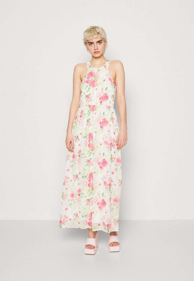 Vero Moda VMKATNISS BUTTON MAXI DRESS - Ένδυση για ειδικές περιστάσεις - snow white/pink rosa