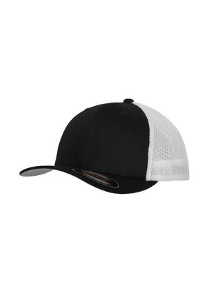 Fekete-fehér sapka, amelynek az eleje teljesen fekete, oldalai pedig fehér hálós panelekből állnak. Görbült árnyékkal és lekerekített formával rendelkezik.