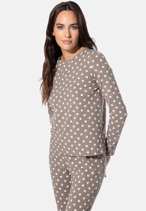 SCHLAFSHIRT LANGARM DOTS - Nachtwäsche Shirt - braun