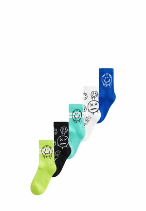 Next, CUSHIONED FOOTBED RICH RIBBED TIPPED 5 PACK - Chaussettes - blue green graffiti smile
