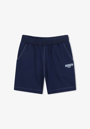 Donkerblauwe Kenzo Paris short met elastische tailleband, zijzakken en witte contraststiksels aan de voorkant.