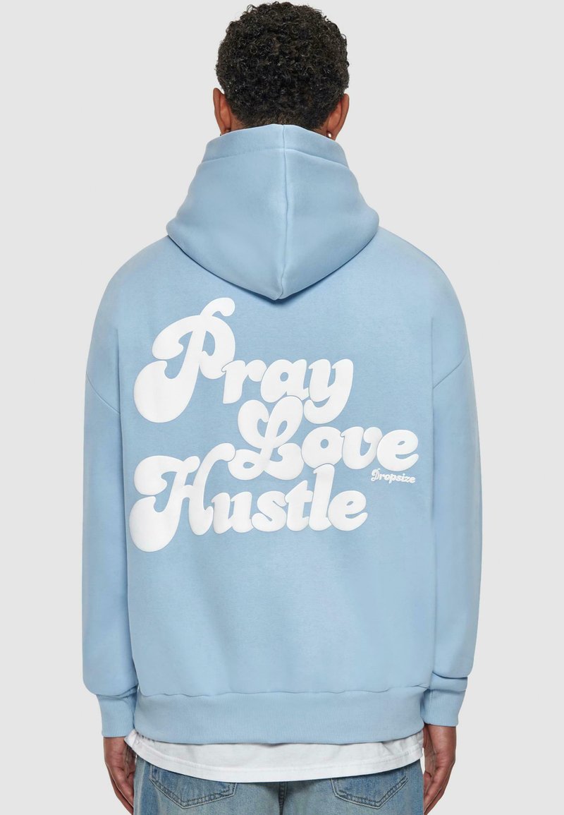 Dropsize - HEAVY  PRAY LOVE HUSTLE - Mikina s kapucňou - baby blue, Zväčšiť