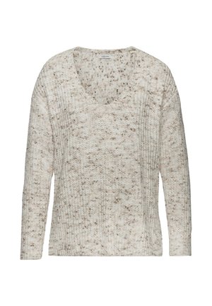 V-AUSSCHNITT - Strickpullover - braun creme