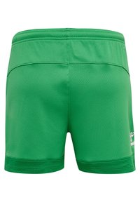 Grønne atletiske shorts lavet af let mesh-stof, med en ensfarvet overflade, elastisk talje og minimalistik logo detalje på siden.