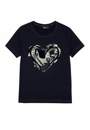 Desigual NEWSPAPER HEART  - Print T-shirt - black