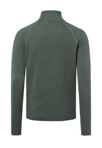 Groene, lange mouwen pullover met een hoge kraag. Gemaakt van een gestructureerd breimateriaal, met raglanmouwen en zonder zichtbare metalen onderdelen.