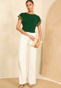 Love & Roses SEQUIN CUFF REGULAR FIT - Printtipaita - green with gold