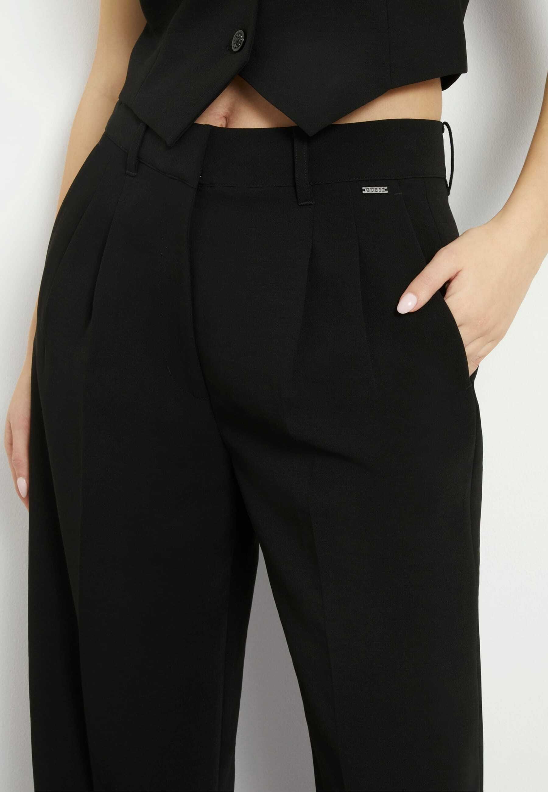 Guess HIGH WAIST STRAIGHT - Trousers - schwarz/black - Zalando