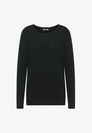 Langärmliges Oberteil in Dunkelgrün mit dezentem Strukturmuster, Rundhalsausschnitt und lässiger Passform. Weiches Material mit leichtem Tragegefühl.