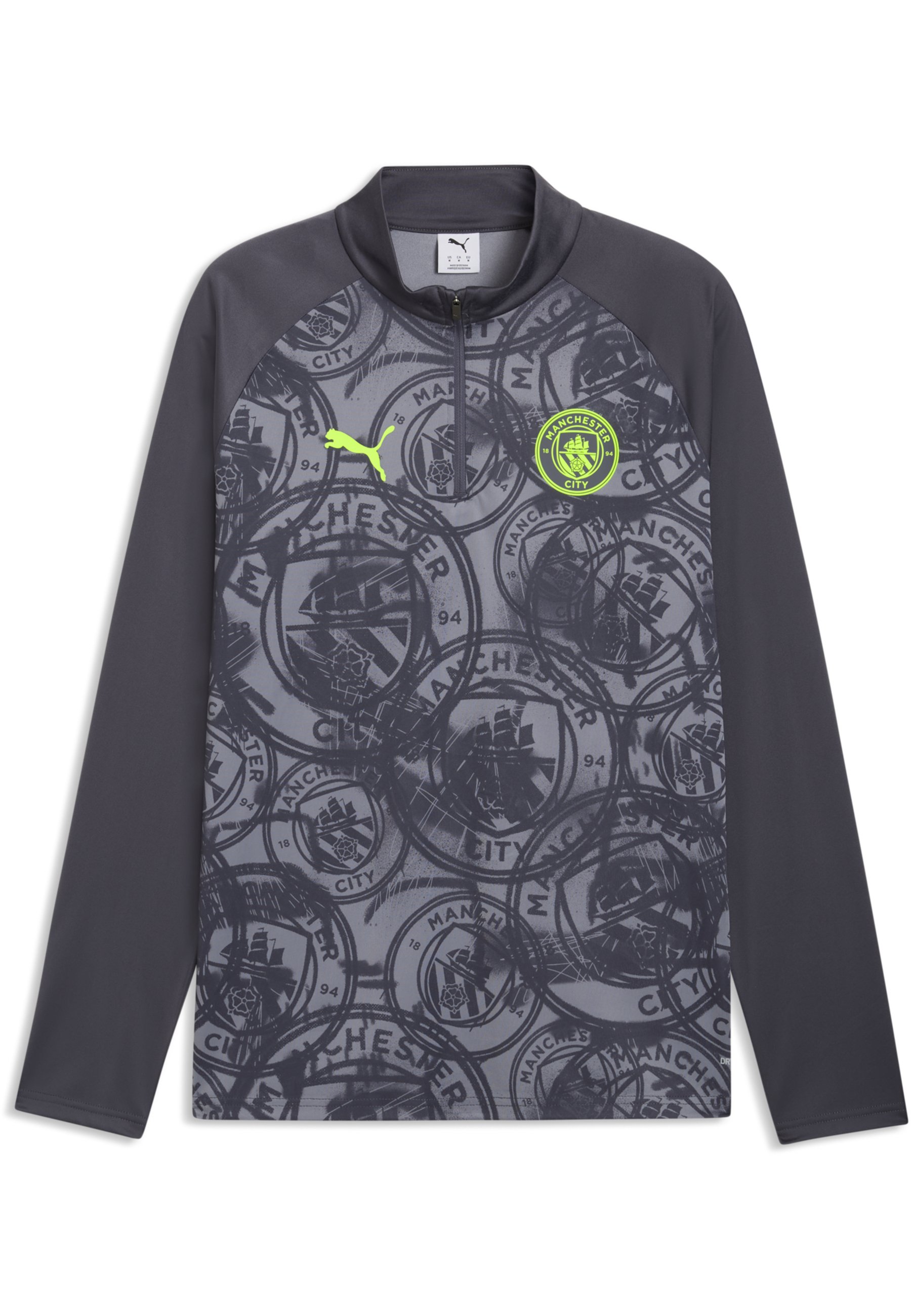 Puma MANCHESTER CITY FC WARM UP 1/4 ZIP TOP - Top s dlouhým rukávem - galactic gray-pro green