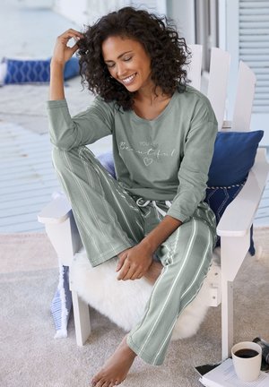 LASCANA, VD STRIPES PJ - Pyjama - grün gestreift