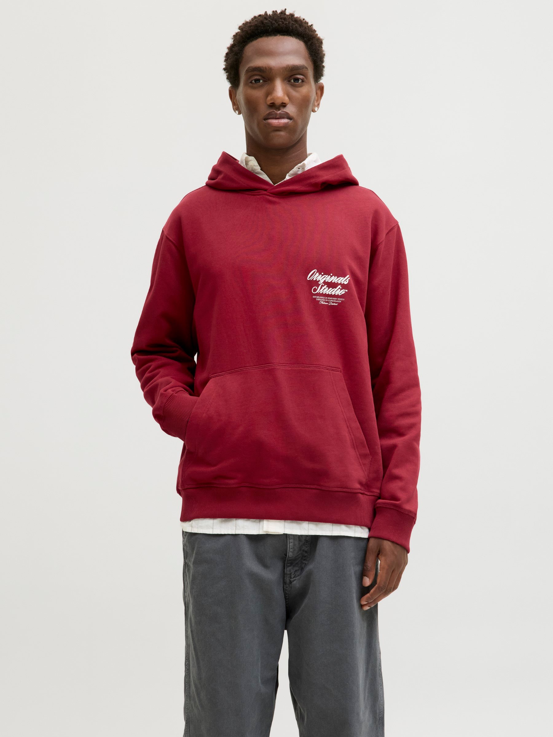 Hood Felpa Rossa Uomo Jack Jones JORNORREBRO TYPO BACK SWEAT HOOD