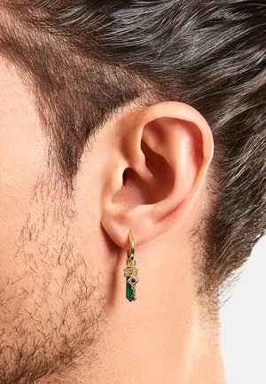 THOMAS SABO, EINZEL-CREOLE MIT GRÜNEM MALACHIT-ANHÄNGER UNISEX - Ohrringe - gelbgoldfarben schwarz grün