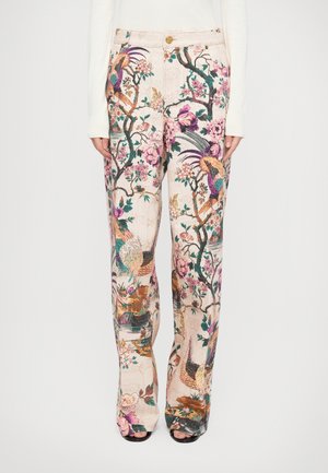 ORIENTAL BIRD PRINTED STRETCH - Avar lõikega teksad - beige/multi-coloured