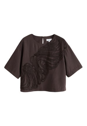 Next, REGULAR FIT - TEXTURED SWIRL DETAIL SHORT SLEEVE TOP  . - Blouse - chocolate brown